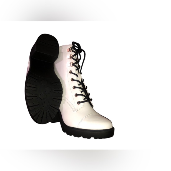 SHOEDAZZLE lace up heeled combat boots - Picture 3 of 3